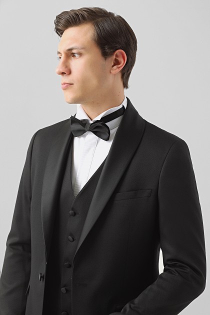 COSTUM CEREMONIE CU VESTA NEGRU SLIM FIT TWN