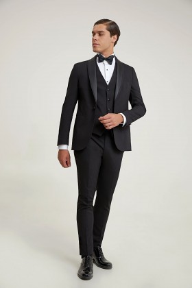 COSTUM CEREMONIE CU VESTA NEGRU SLIM FIT TWN