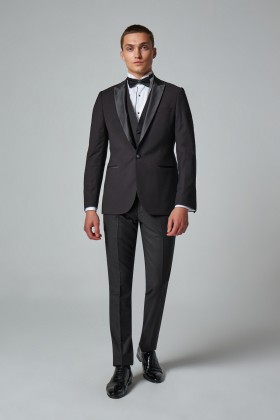 COSTUM CEREMONIE CU VESTA NEGRU SLIM FIT TWN